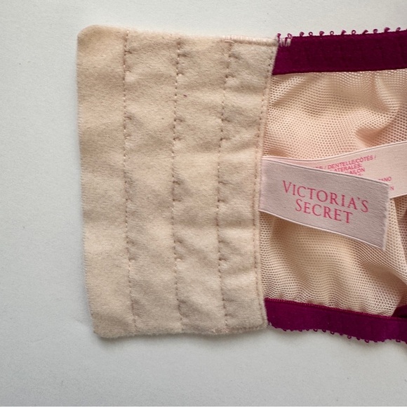 Victoria's Secret Bra Very Sexy Demi Lace Harness Corset Bustier Hot Pink Sz 36C - Picture 5 of 14